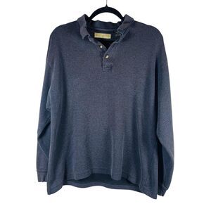 Naturalife Polo Shirt Mens M Gray Long Sleeve Waffle Knit Cotton Casual